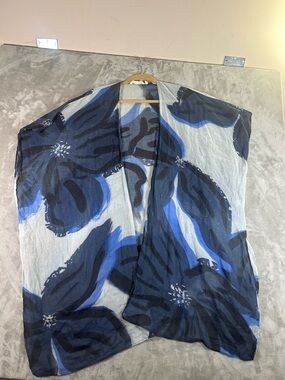 Soft Surroundings Blue and Gray Tie-Dye swim cover